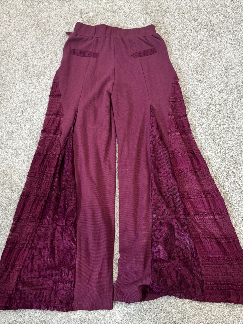 POL Thermal Lace Mix Wide Leg Pants NWOT Small Boho Romantic - Picture 8 of 10